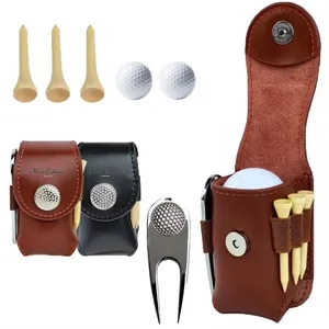 4-in-1 Real Leather Golf Ball Storage Bag Set