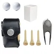 4-in-1 Real Leather Golf Ball Storage Bag Set | https://www.bestnamebadges.com