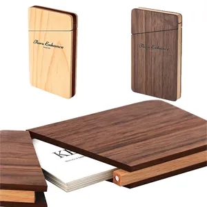 Pocket Portable Walnut Wood Business Card Holder Case