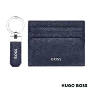 Hugo Boss® Classic Grained Key Ring & Card Holder Set | https://www.bestnamebadges.com