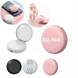 Portable Charger Mirror Power Bank 5000mah with Cables