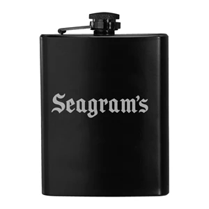 8 oz. Black Stainless Steel Hip Flask | https://www.bestnamebadges.com