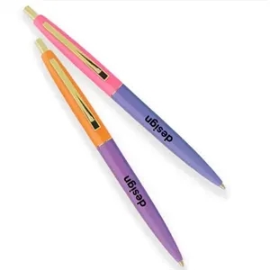 Custom BIC Clic Pens with Gold Trim | https://www.bestnamebadges.com