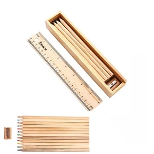 12 Piece Color Pencil And Ruler Set In Box
