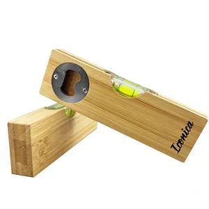 BAMBOO LEVEL WITH BOTTLE OPENER