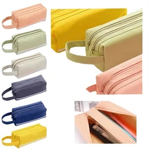 Simple Portable Large Capacity Double Draw Pen Bag