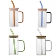 17oz Square Colored Straw Glass Mug | https://www.bestnamebadges.com