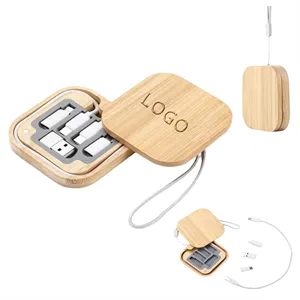 Bamboo Charging Cable Set with Square Design