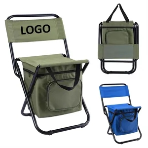 Outdoor Folding Stool With Cooler Bag