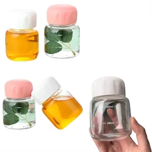 10.15 OZ Portable Mini Chubby Cup Glass With Lid
