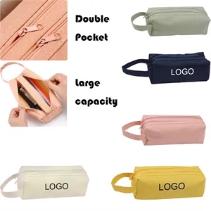 Colored Twin Pocket Oxford Pencil Pouch