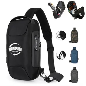 Sling Men Backpack Chest Storage Zipper Bag with Password