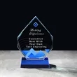 Diamond Shape Crystal Award With Blue Base | https://www.bestnamebadges.com