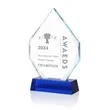 Diamond Shape Crystal Award With Blue Base | https://www.bestnamebadges.com