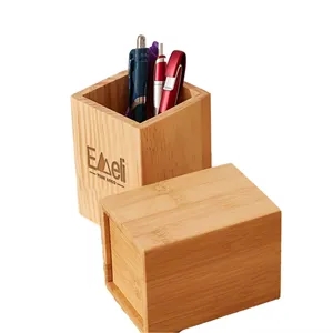 Wooden Alarm Clock Pen Holder