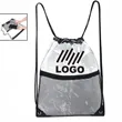 Clear PVC Drawstring Cinch Sack Backpack With Front Zipper | https://www.bestnamebadges.com