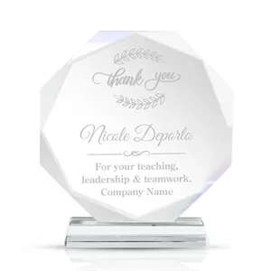 Round Faceted Crystal Award With Pedestal Base