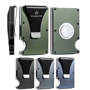Slim Aluminum Metal Card Holder Wallet with Tag Slot