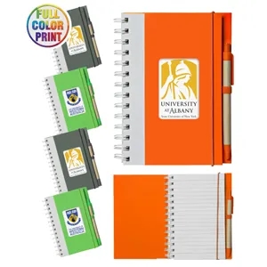Union Printed Eco Spiral Notebook w/Matching Pen- Full Color