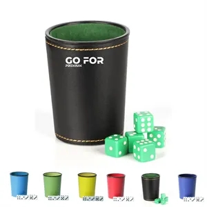 Genuine Leather Cup Set with 5 Dice