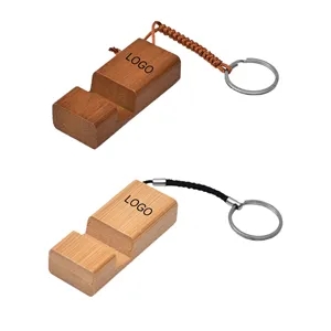 Eco-friendly Bamboo Holder Phone Stand Key Chain
