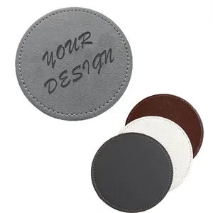 MOQ100 Round PU Leather Coffee Coaster