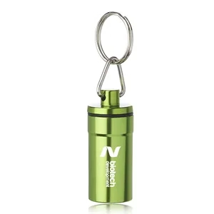 Metallic Aluminum Pill Bottle Keychain | https://www.bestnamebadges.com
