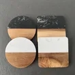 Round Wood Marble Coasters | https://www.bestnamebadges.com