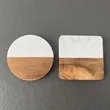 Round Wood Marble Coasters | https://www.bestnamebadges.com