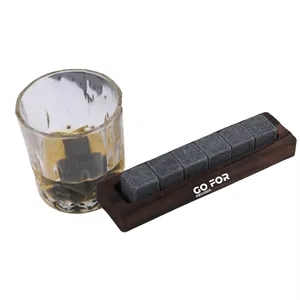 6 Pieces Wooden Box Granite Ice Cubes Stones