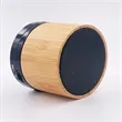In Stock Custom Portable Mini Round Bamboo Wireless Speaker | https://www.bestnamebadges.com
