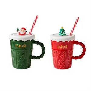 13oz Creative Christmas Tree Ceramic Couple Mug