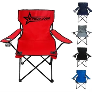 Portable Camping Folding Chair Fishing With Net Cup Holder