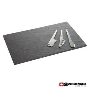 Swissmar® Slate Serving Board With 3pc Cheese Knives | https://www.bestnamebadges.com