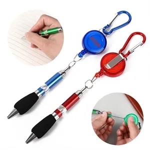 Retractable Drawstring Pen Badge Belt Clip Carabiner Set
