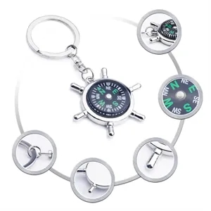 Key Ring Metal Compas Men'S Car Keychain Backpack