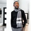 Two-Tone Knit Scarf With Fringe | https://www.bestnamebadges.com
