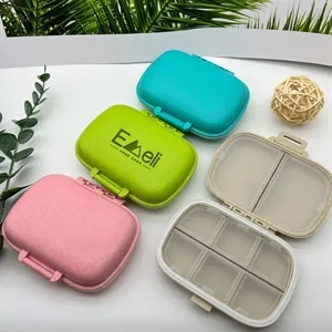 Portable Pocket Wheat Straw Shell Pill Storage Cases Box