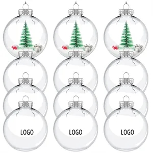 Custom Clear Christmas Tree Ornament Ball With Ribbo