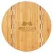 9 3/4" Round Bamboo Cutting Board with Butcher Block Inlay | https://www.bestnamebadges.com
