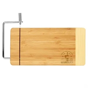 12" x 6" Bamboo Rectangle Cutting Board w/ Cheese Cutter