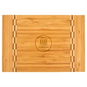 12" x 8 1/4" Bamboo Cutting Board w/ Butcher Block Inlay