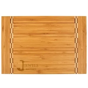 15" x 10 1/4" Bamboo Cutting Board w/ Butcher Block Inlay