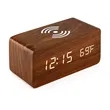Wooden Digital Alarm Clock with Wireless Charging | https://www.bestnamebadges.com