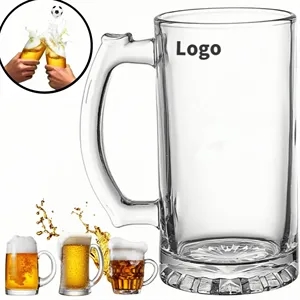 12OZ Large capacity glass beer mug with handle (350ML)