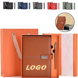 A5 Premium Notebook Set With Pen Artificial Leather Surface