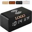 Wooden Digital Alarm Clock with Wireless Charging | https://www.bestnamebadges.com