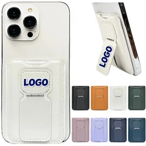 Magnetic Card Holder Leather Wallet Phone Stand