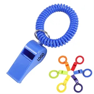 Plastic Whistle With Spring Wristband