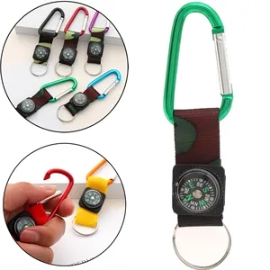 Carabiner Outdoor Sports Classic Compass Keychain Belt Clip